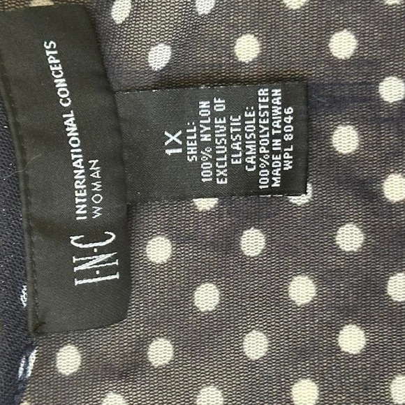 INC Polkadot Sheer Blouse Size 1x Preppy coastal - Picture 3 of 3